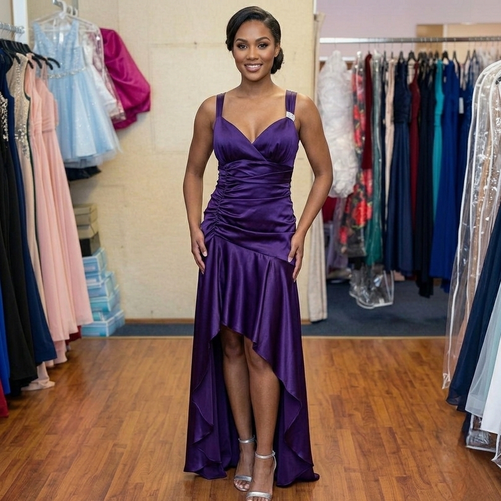 High-Low Prom Dress Purple Medium